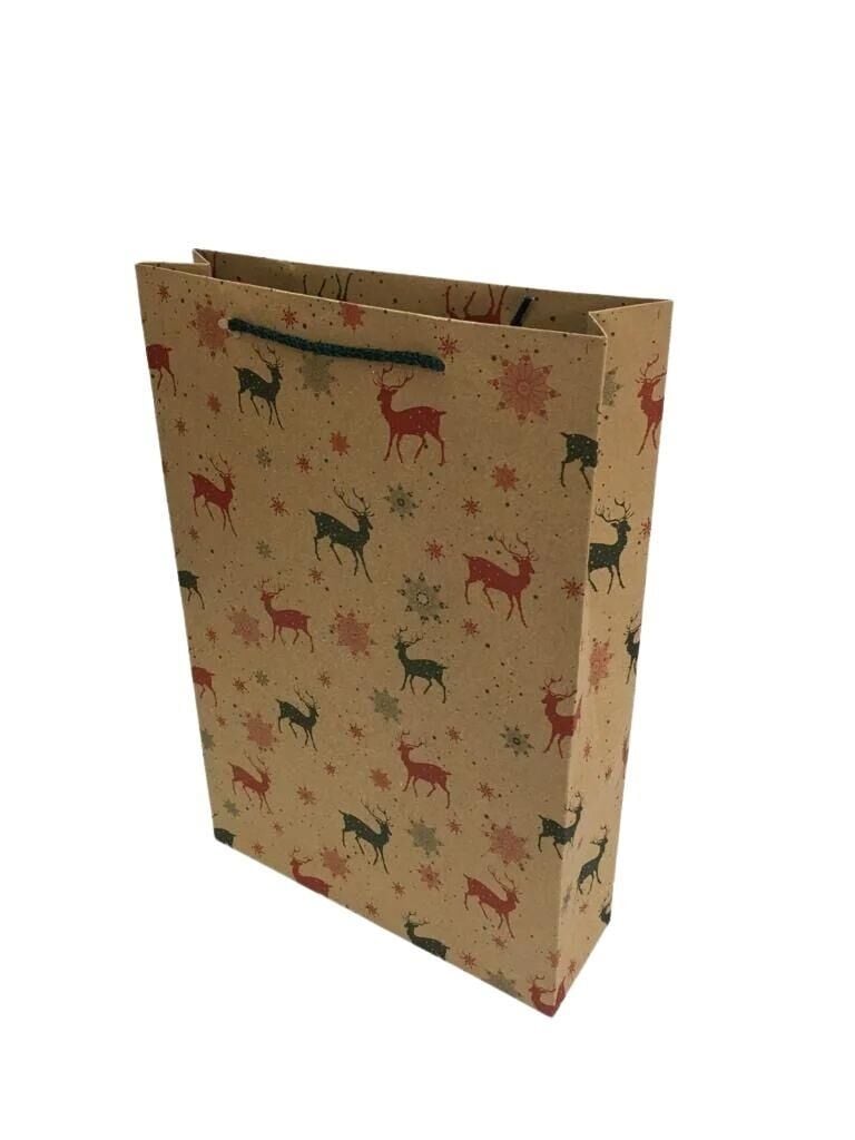 ÇANTA KARTON KRAFT BASKILI GEYİKLİ 17*26  25'Lİ