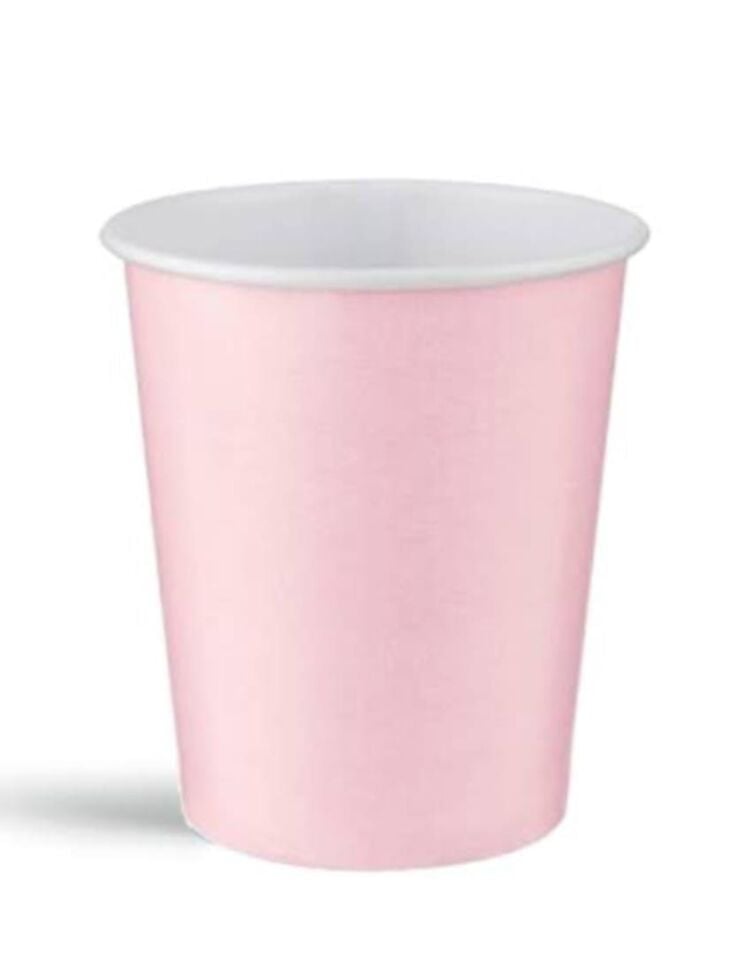BARDAK KARTON 8oz DÜZ RENK 8'Lİ RU PEMBE