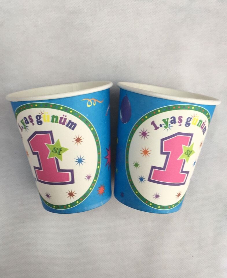 BARDAK KARTON TEMALI 1 YAŞ MAVİ