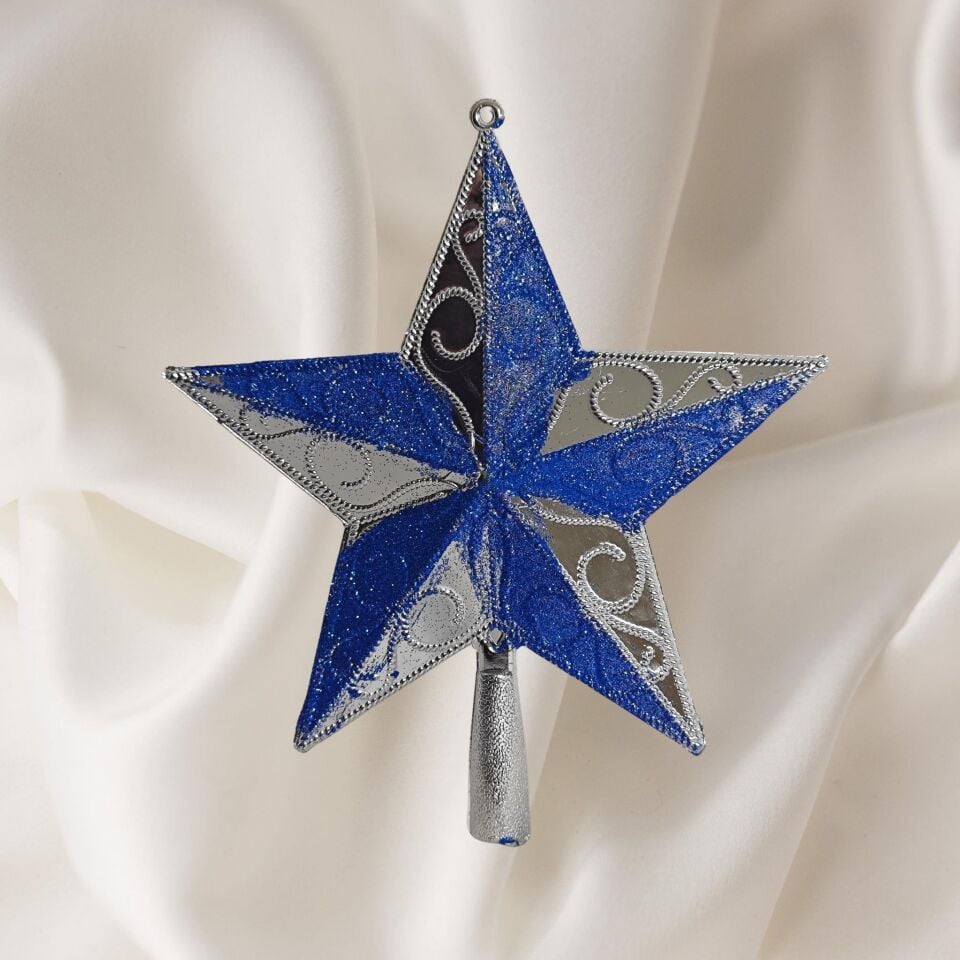AĞAÇ SÜSÜ TEPELİK YILDIZ 20*22 CM GÜMÜŞ METALİK
