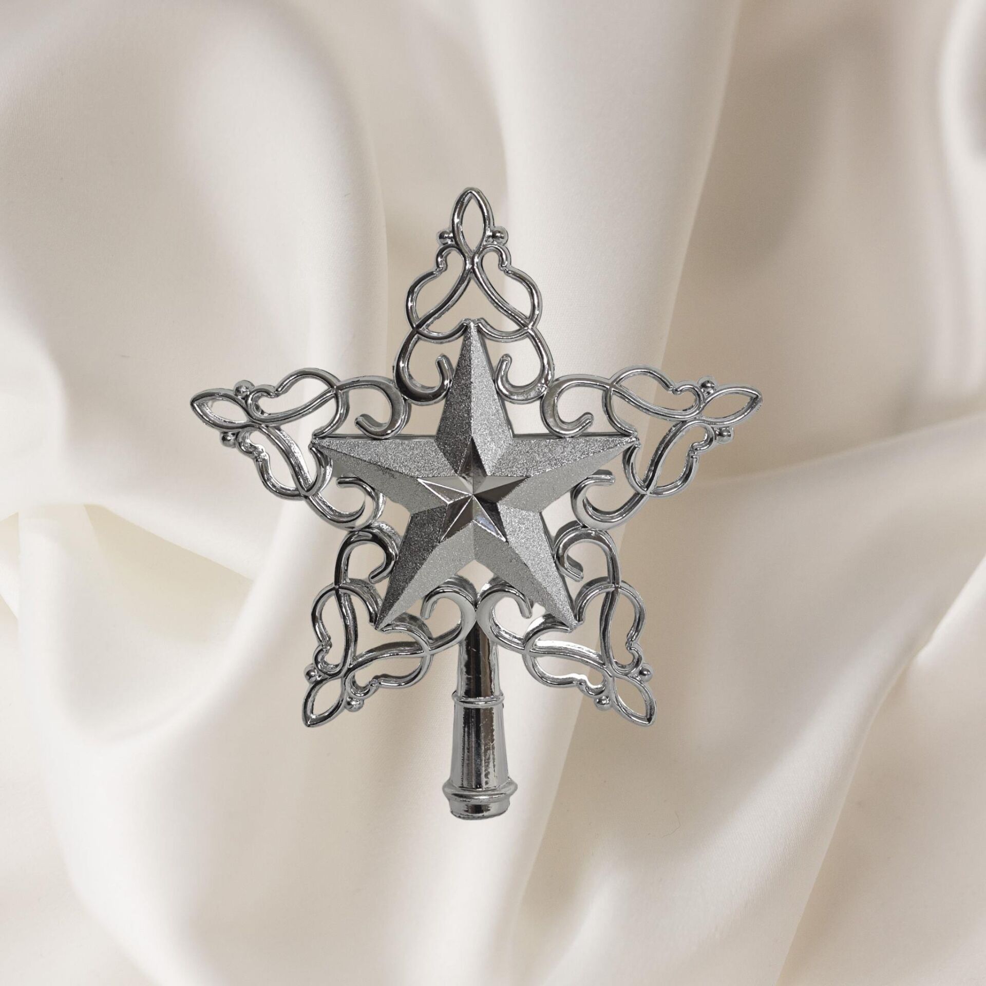 AĞAÇ SÜSÜ TEPELİK YILDIZ 20*22 CM GÜMÜŞ