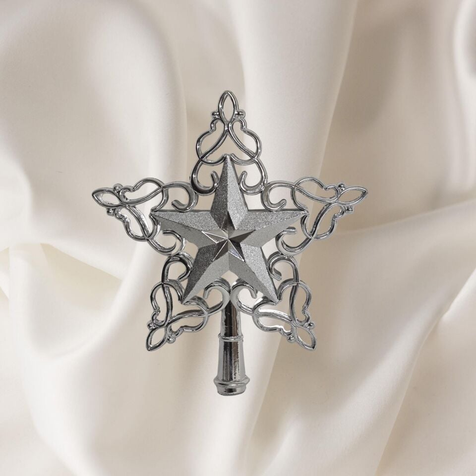 AĞAÇ SÜSÜ TEPELİK YILDIZ 20*22 CM GÜMÜŞ