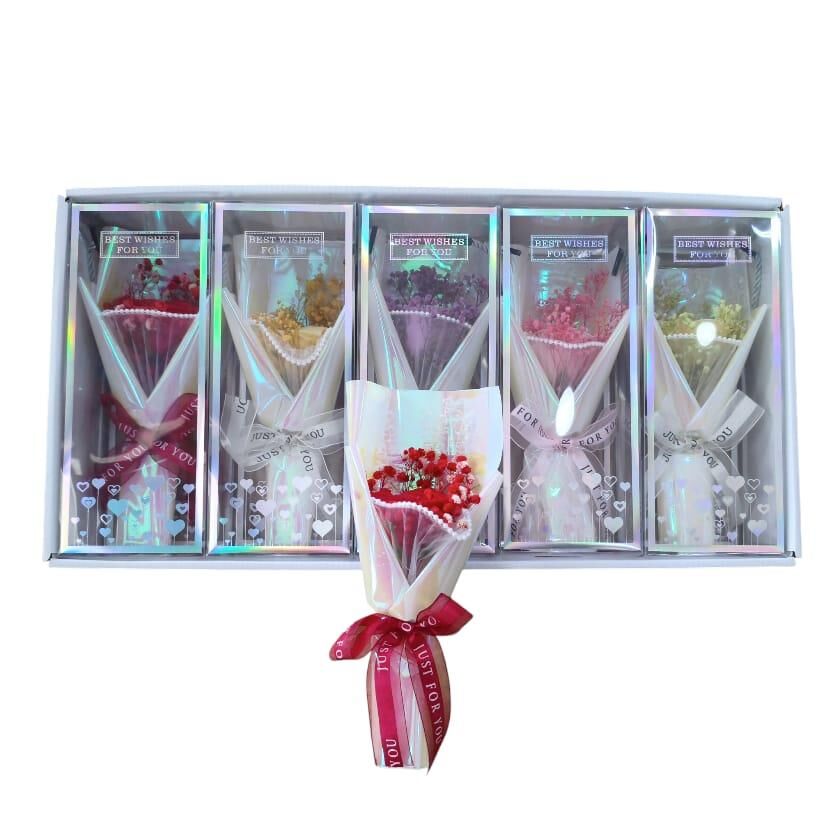 KUTU ŞEFFAF TEKLİ RENKLİ BUKETLİK