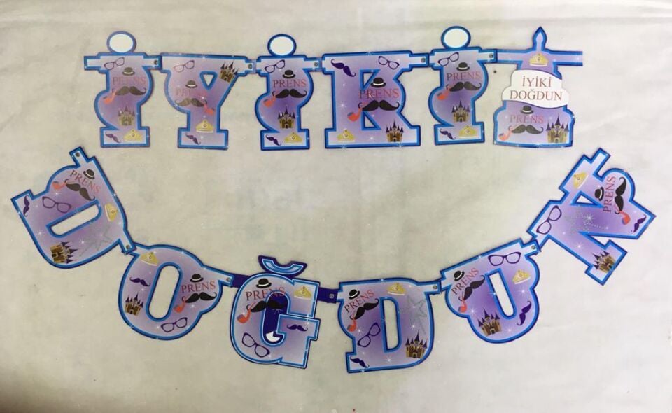 OYNAR KARTON YAZI TEMALI İYİKİ DOĞDUN PRENS