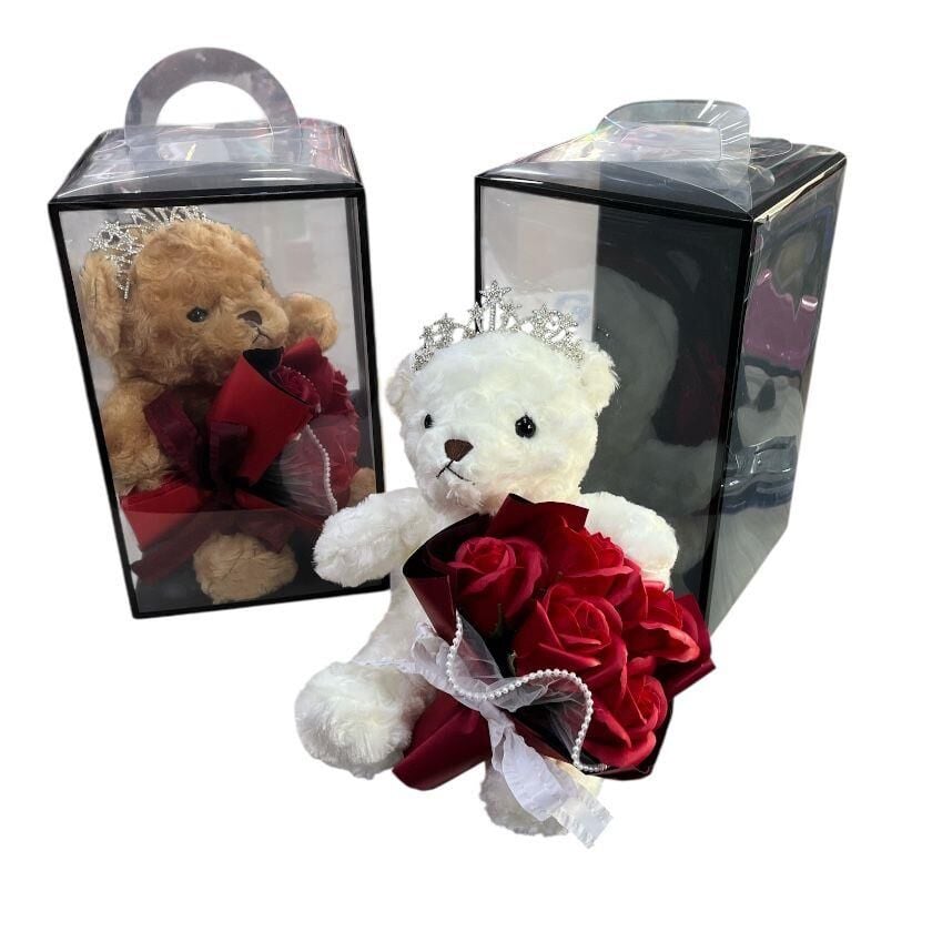 KUTU ŞEFFAF TEKLİ ÇİÇEKLİ AYICIK