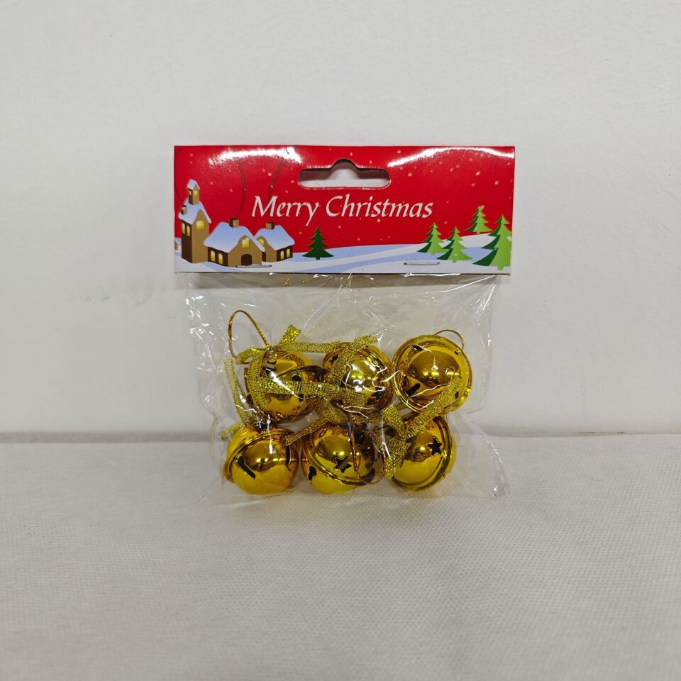 AĞAÇ SÜSÜ ÇAN 3 CM 6 LI  AÇIK ALTIN