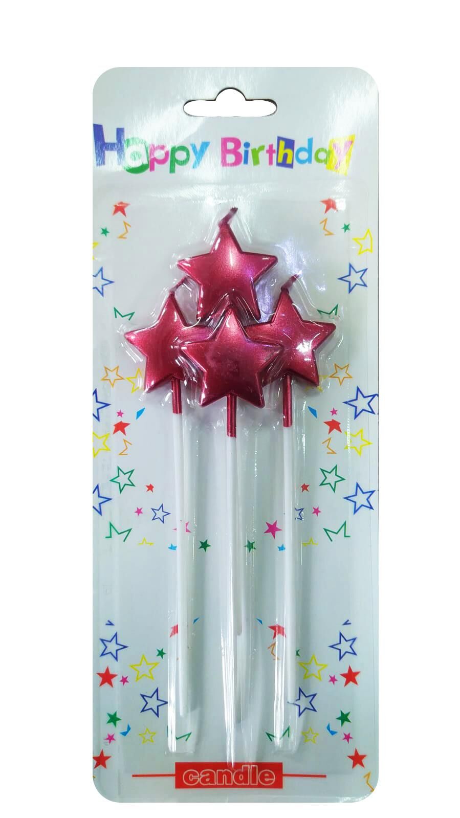MUM YILDIZLI ÇUBUKLU METALİK KIRMIZI 4 LÜ