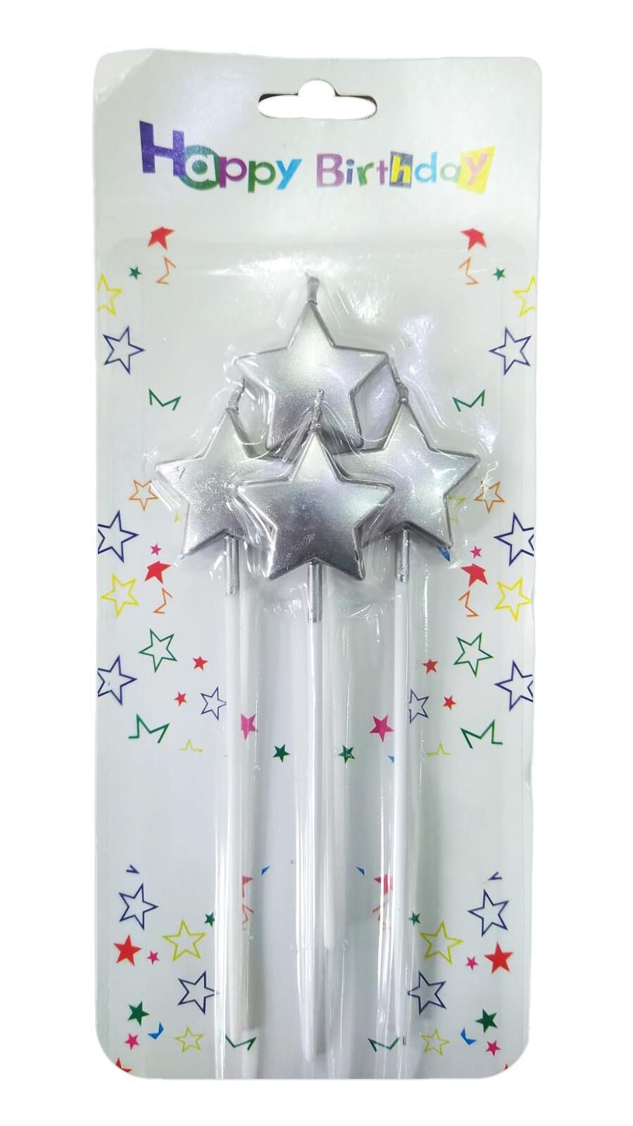 MUM YILDIZLI ÇUBUKLU METALİK GÜMÜŞ 4 LÜ