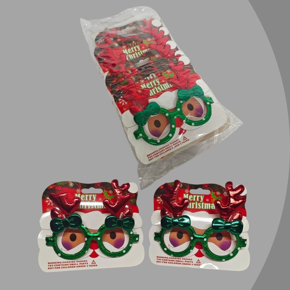 NOEL  GÖZLÜK GEYİKLİ FİYONKLU  12 LI KIRMIZI