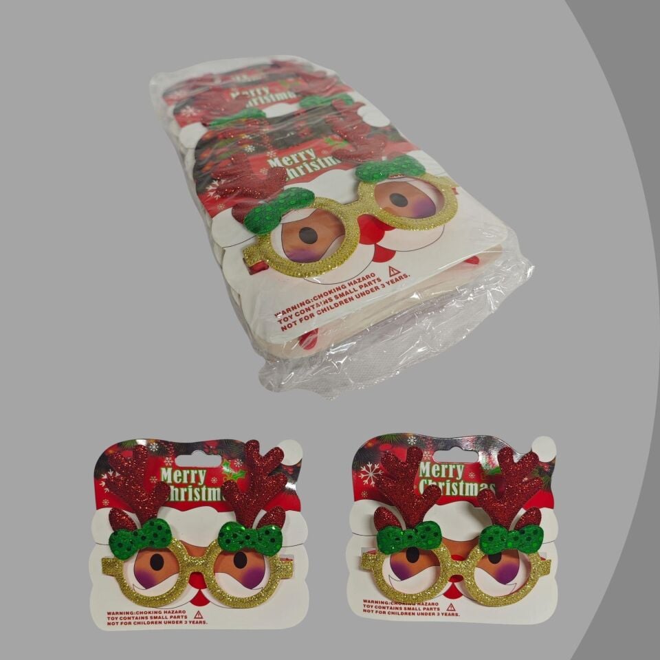 NOEL  GÖZLÜK KIRMIZI  GEYİKLİ 12 LI KIRMIZI