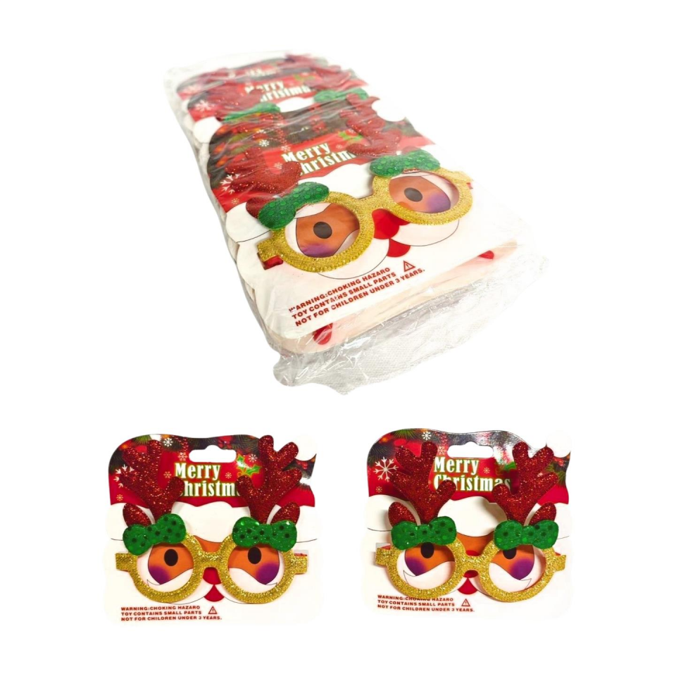 NOEL  GÖZLÜK KIRMIZI  GEYİKLİ 12 LI KIRMIZI