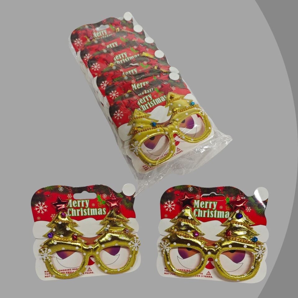 NOEL  GÖZLÜK ÇAM AĞAÇLI 12 LI KIRMIZI