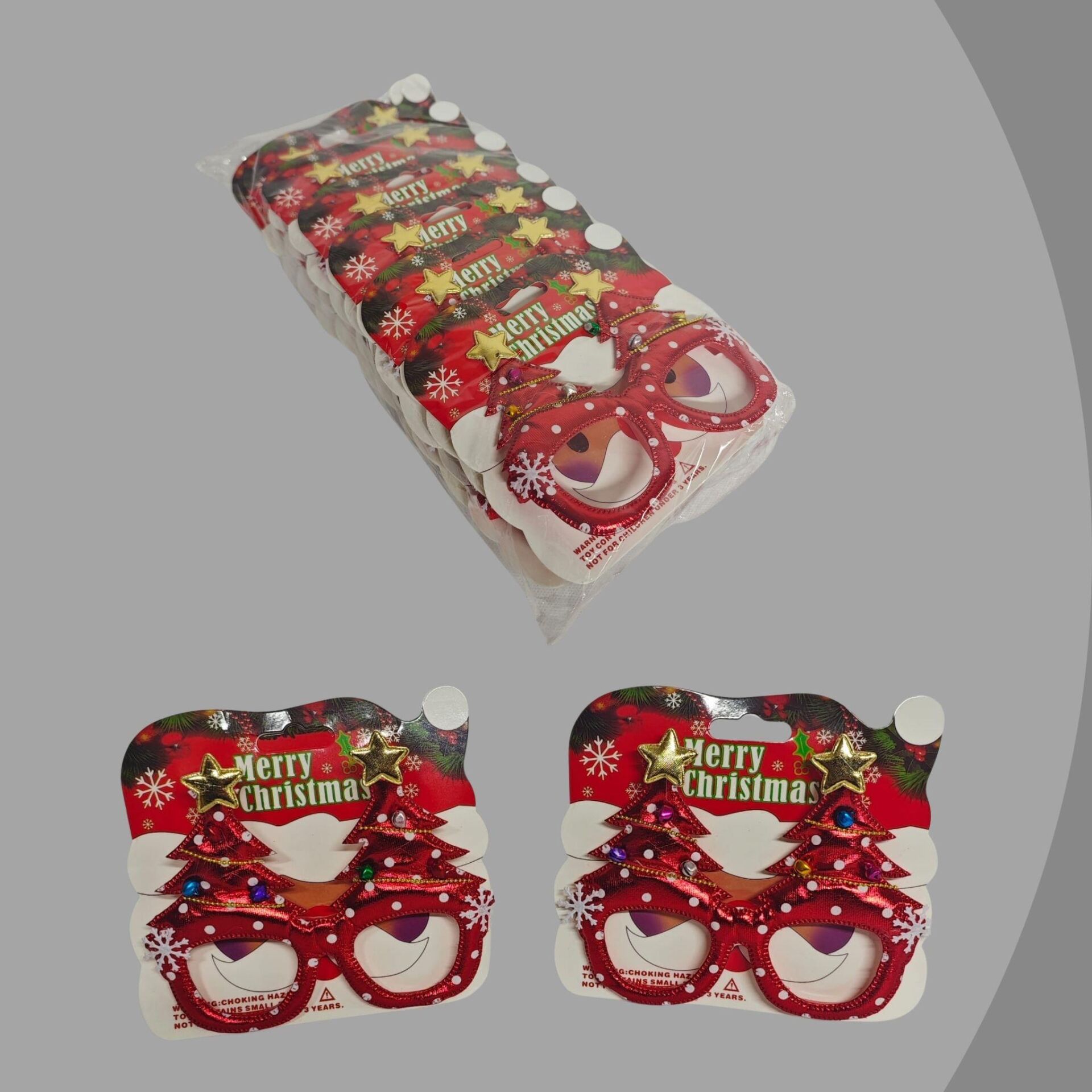 NOEL  GÖZLÜK ÇAM AĞAÇLI 12 LI  ALTIN