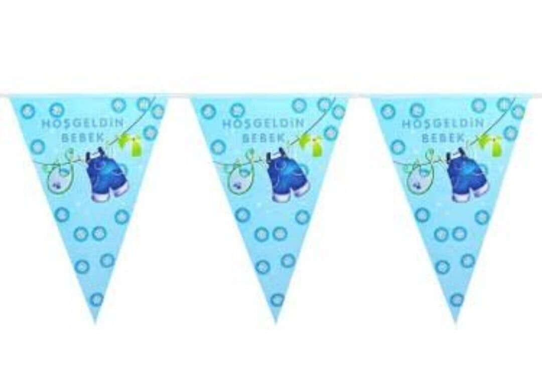 FLAMA ÜÇGEN TEMALI HOŞGELDİN BEBEK MAVİ