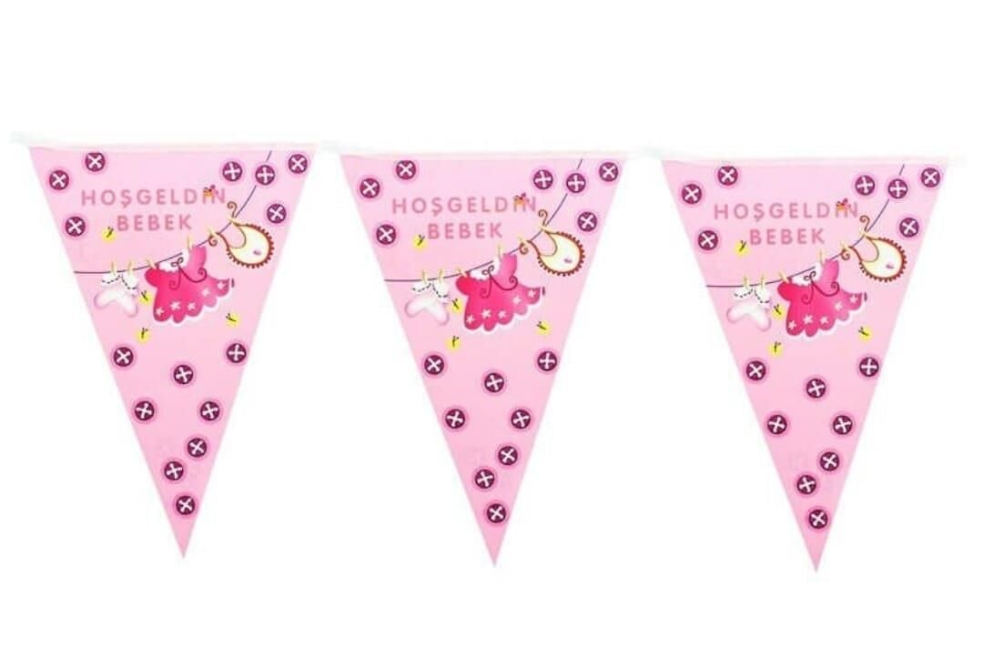 FLAMA ÜÇGEN TEMALI HOŞGELDİN BEBEK PEMBE