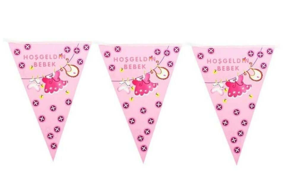 FLAMA ÜÇGEN TEMALI HOŞGELDİN BEBEK PEMBE