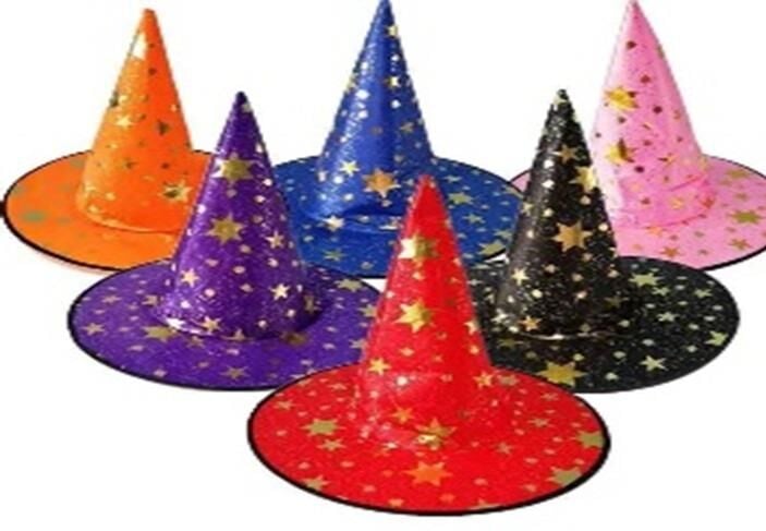 HALLOWEEN KUMAŞ  CADI ŞAPKASI YILDIZLI