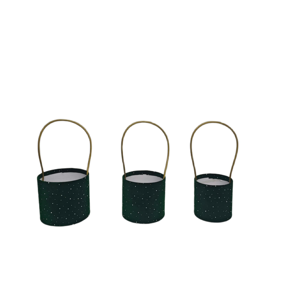 KUTU SİLİNDİR NOKTALI  KAPAKSIZ YEŞİL 3 LÜ SET