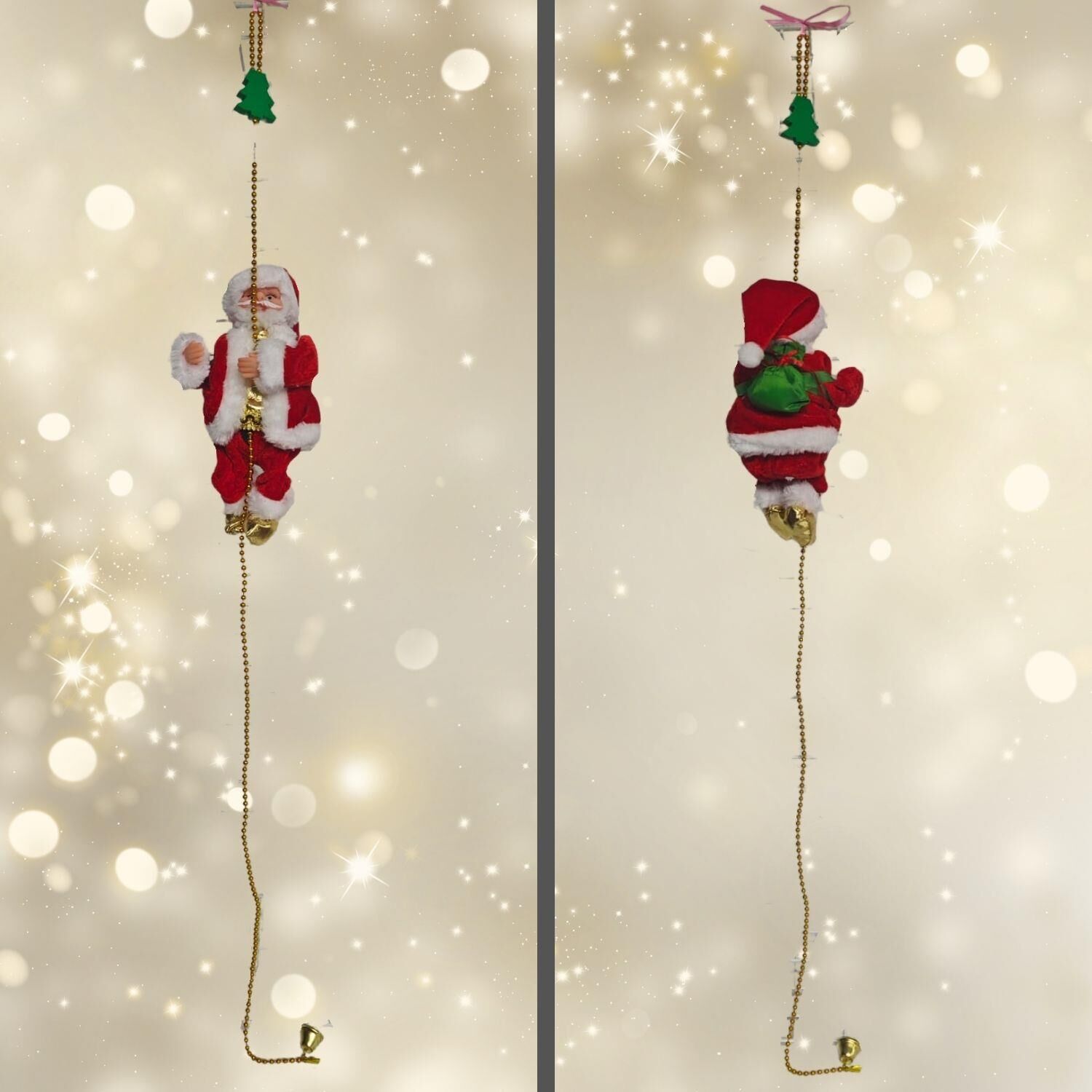 NOEL BABA HAREKETLİ MÜZİKLİ İPE TIRMANAN