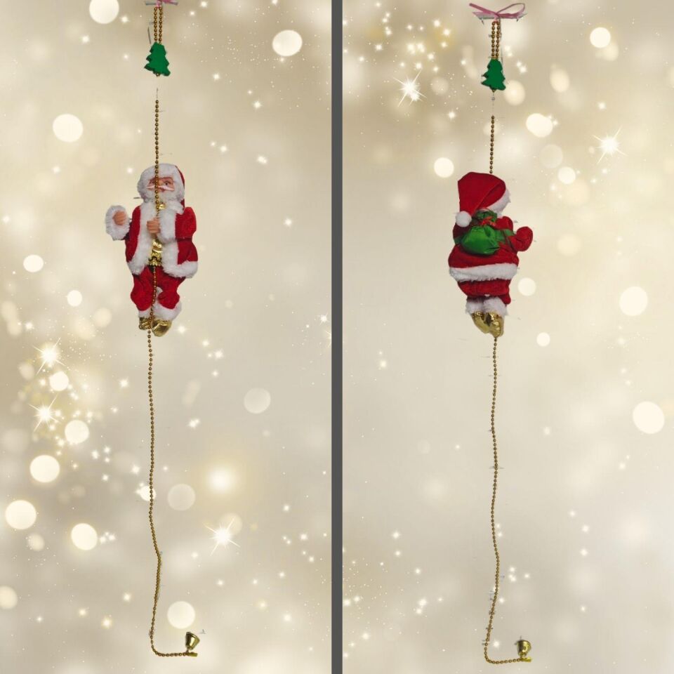 NOEL BABA HAREKETLİ MÜZİKLİ İPE TIRMANAN