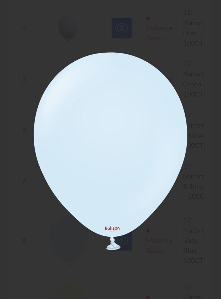 BALON 12'' MAKARON BABY BLUE 100'LÜ KALİSAN