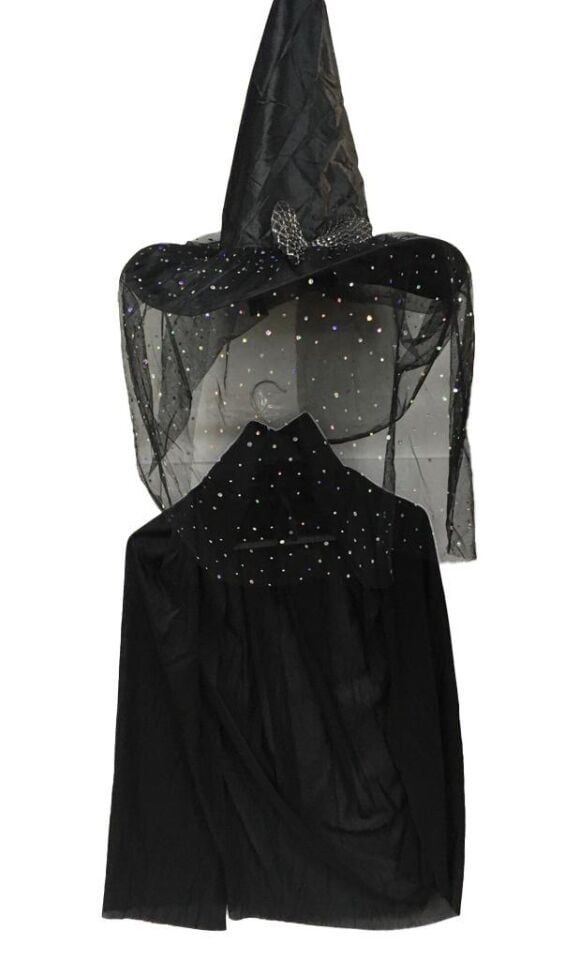 HALLOWEEN CADI PELERİN VE ŞAPKASI ÇOCUK 80CM SİYAH