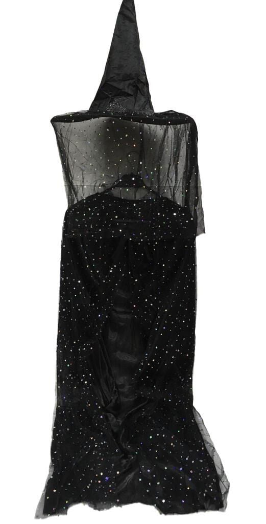 HALLOWEEN CADI PELERİN & ŞAPKASI BÜYÜK 120CM SİYAH