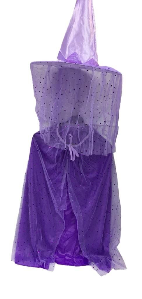 HALLOWEEN CADI PELERİN VE ŞAPKASI ÇOCUK 80CM LİLA