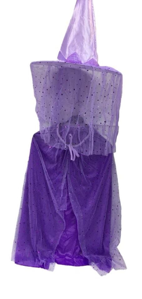 HALLOWEEN CADI PELERİN VE ŞAPKASI ÇOCUK 80CM LİLA