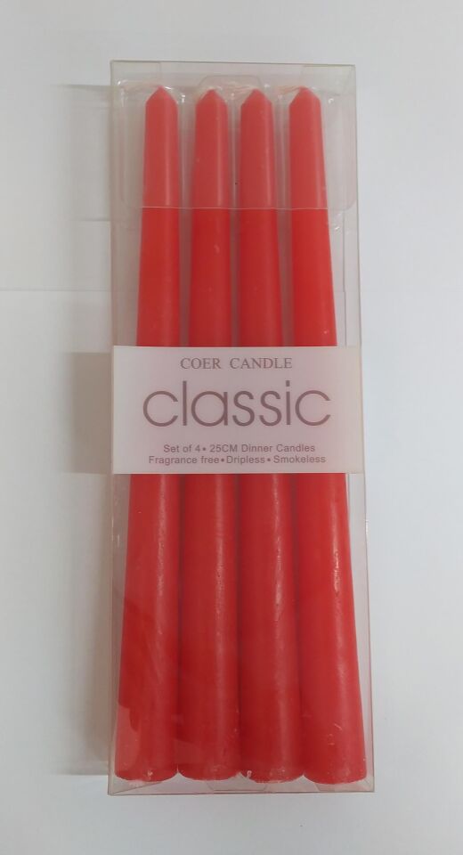 MUM ŞAMDAN 25 CM 4 LÜ KIRMIZI