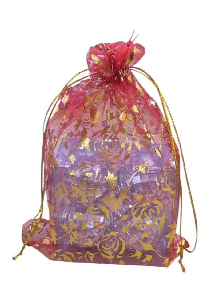 TÜL KESE SİMLİ DESENLİ KIRMIZI 15*20 CM 100 LÜ