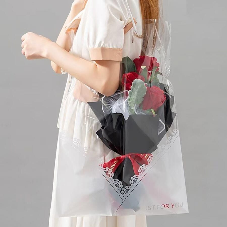 ÇANTA  ŞEFFAF BEYAZ DANTELLİ 10 LU  50*35