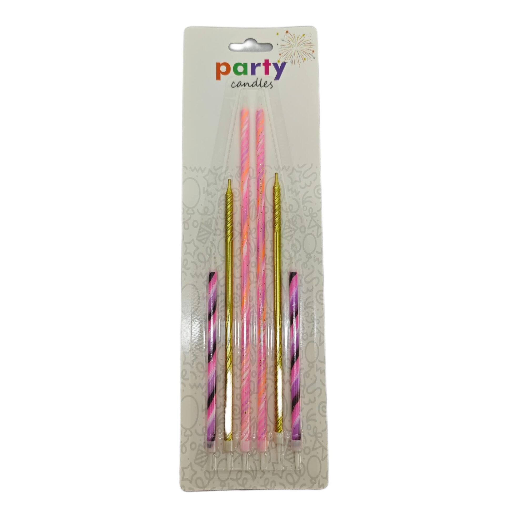 PRAMİT 6 LI SET MUM PEMBE-MOR