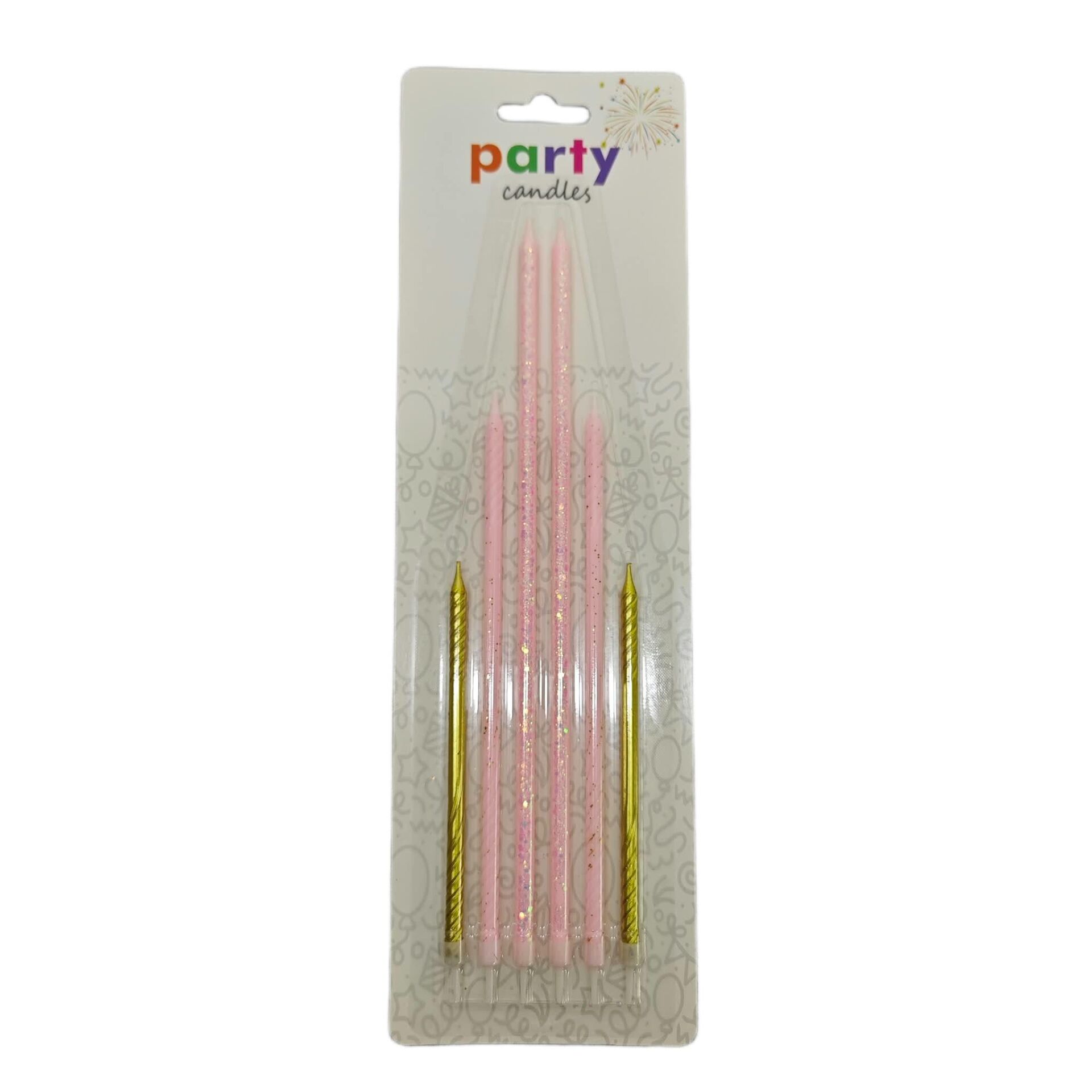 PRAMİT 6 LI SET MUM PEMBE-ALTIN