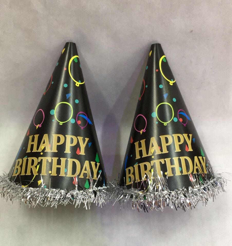 ŞAPKA KARTON TEMALI 10 LU HAPPY SİYAH