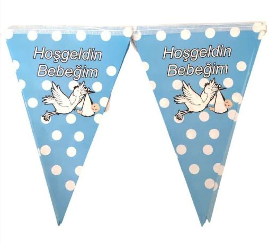 FLAMA ÜÇGEN HOŞGELDİN BEBEĞİM MAVİ-PEMBE