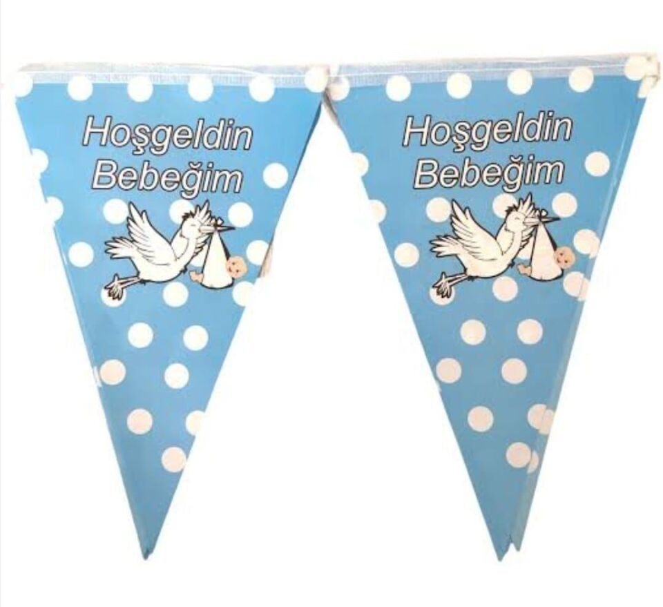 FLAMA ÜÇGEN HOŞGELDİN BEBEĞİM MAVİ-PEMBE