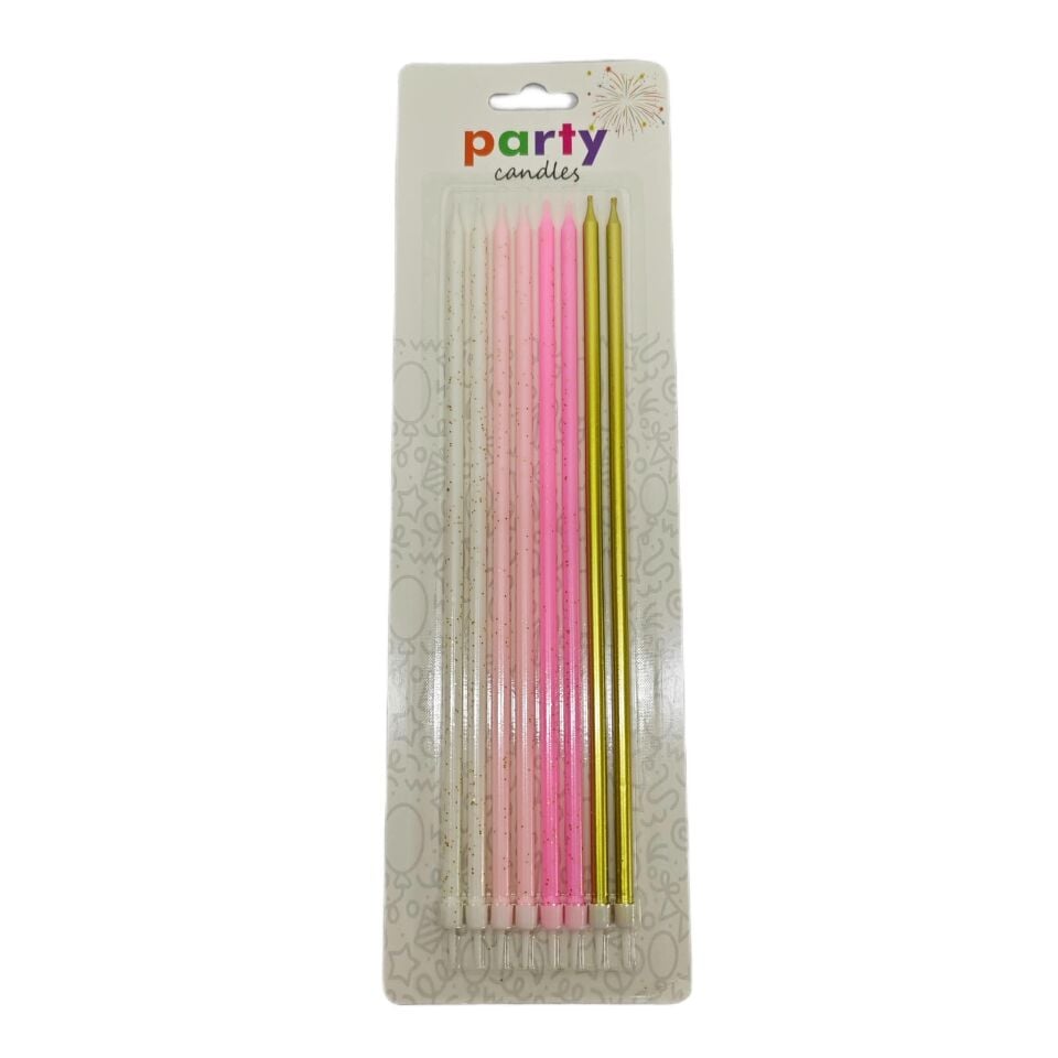 MUM İNCE 25 CM ÇOK RENKLİ ALTIN-PEMBE