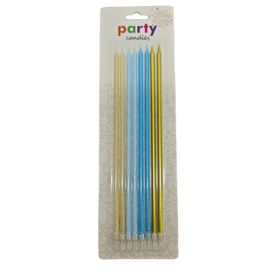 MUM İNCE 25 CM ÇOK RENKLİ ALTIN-MAVİ