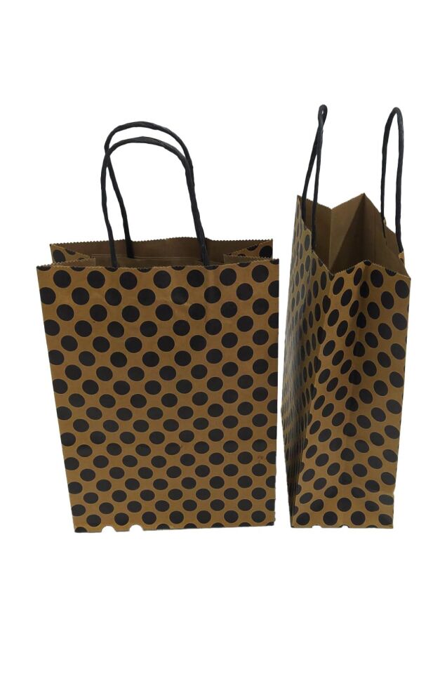 ÇANTA KRAFT BÜKÜM SAPLI SİYAH PUANLI 15*21CM 12Lİ