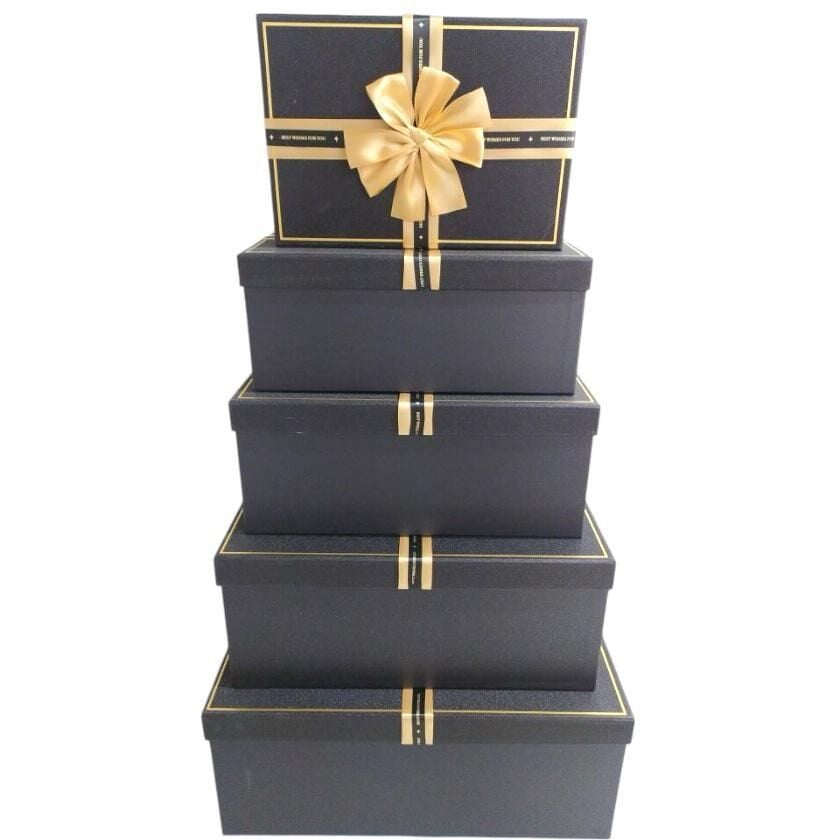 KUTU DİKDÖRTGEN 5 Lİ SİYAH ALTIN FİYONKLU