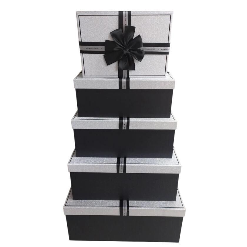 KUTU DİKDÖRTGEN 5 Lİ GÜMÜŞ SİYAH SİYAH  FİYONKLU