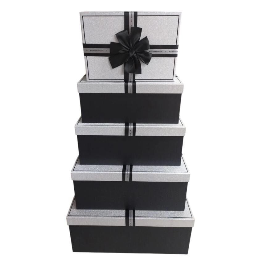 KUTU DİKDÖRTGEN 5 Lİ GÜMÜŞ SİYAH SİYAH  FİYONKLU