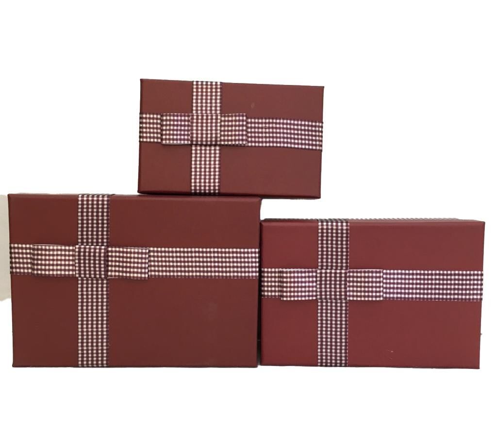 KUTU DİKDÖRTGEN PITTY CHECKERS BORDO 3 LÜ SET