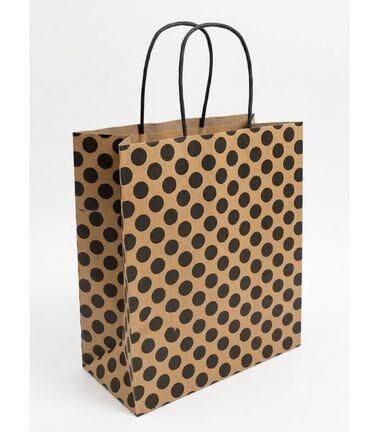 ÇANTA KRAFT BÜKÜM SAPLI SİYAH PUANLI 21*27CM 12Lİ