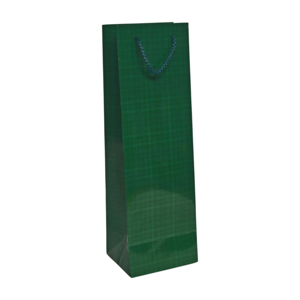 ÇANTA KARTON SELOFANLI ŞİŞELİK 12*38cm YEŞİL 10'LU