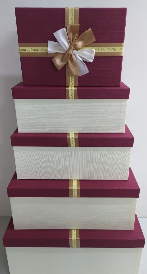 KUTU DİKDÖRTGEN 5 LİALTIN-BORDO FİYONK  BORDO-KREM