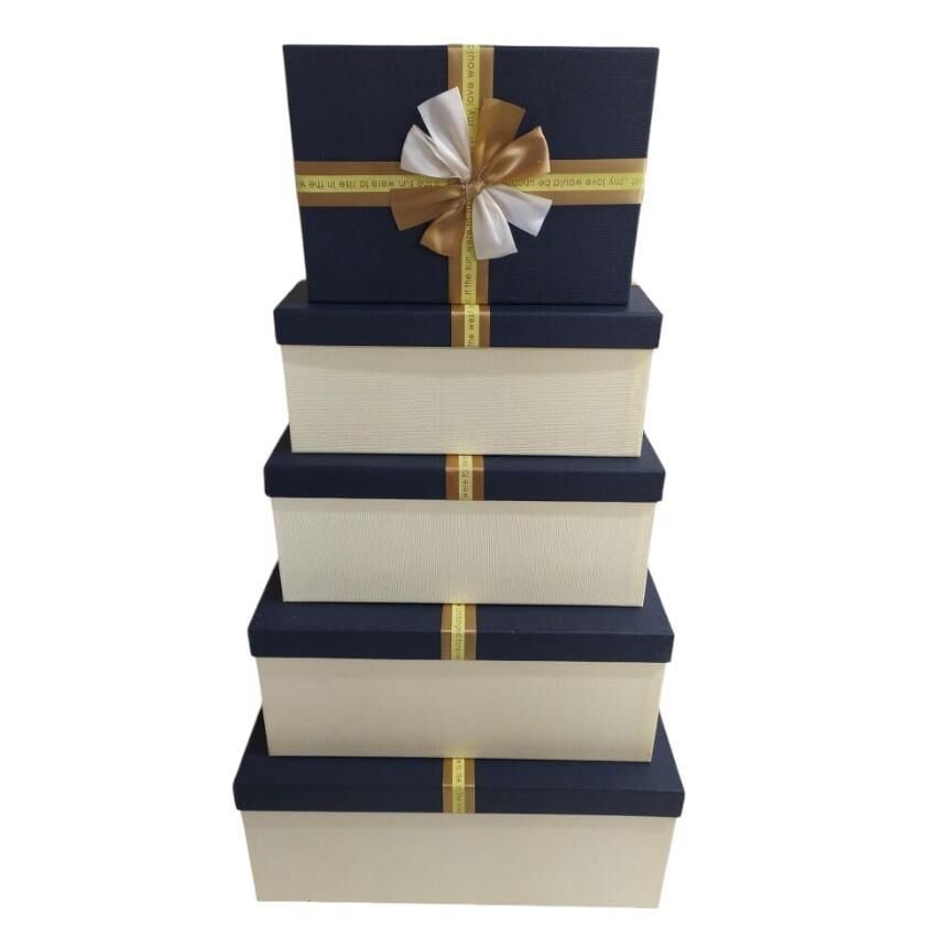 KUTU DİKDÖRTGEN 5 Lİ LACİVERT-BEYAZ FİYONK