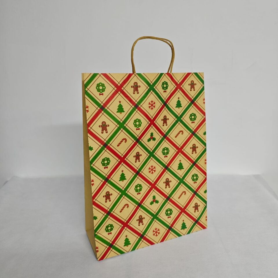 ÇANTA BÜKÜM SAPLI İTHAL 26*12*33 NOEL KARE DESEN