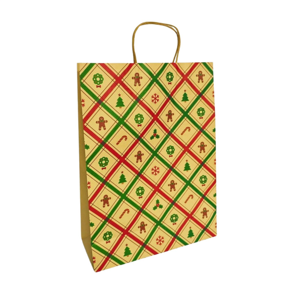 ÇANTA BÜKÜM SAPLI İTHAL 26*12*33 NOEL KARE DESEN